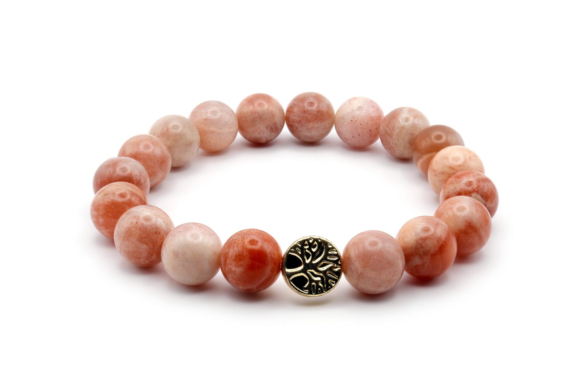 Moteriška apyrankė su hematitu ir saulės akmeniu, įkrauta Reiki energija.