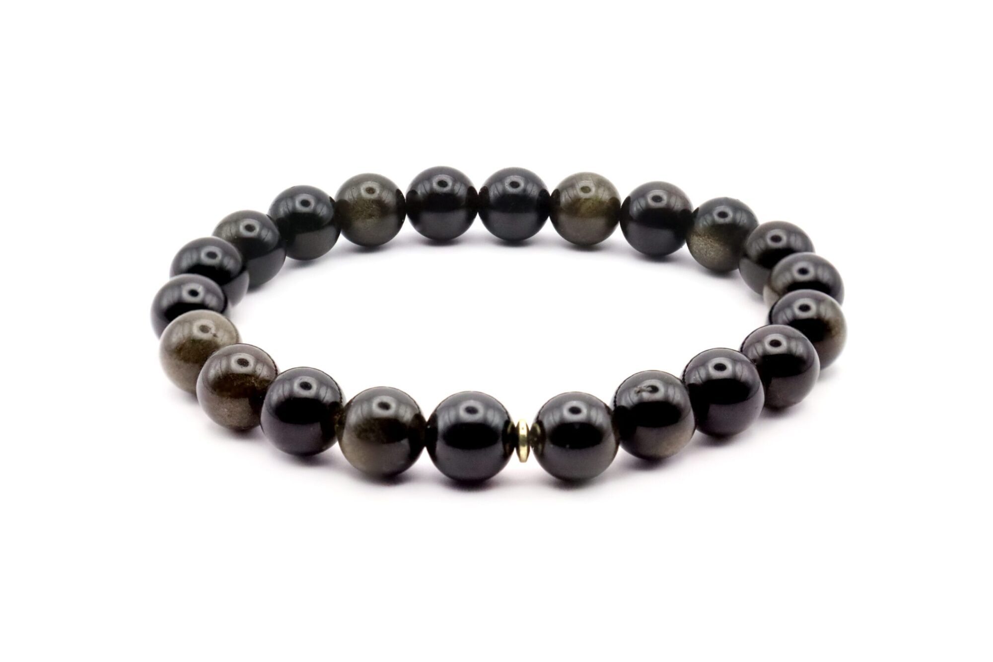 Moteriška apyrankė su obsidianu ir hematitu, įkrauta Reiki energija.